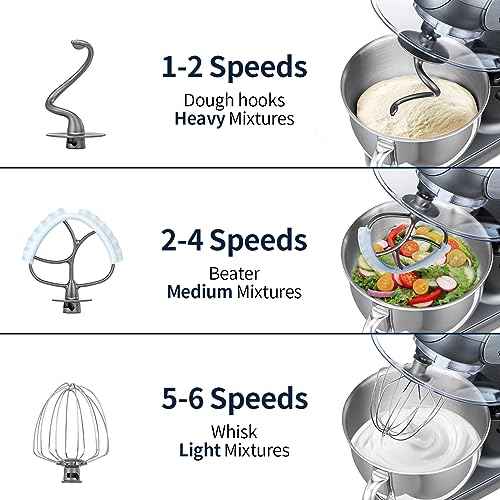 Stand Mixer 6QT Mixers Kitchen Electric Stand Mixer