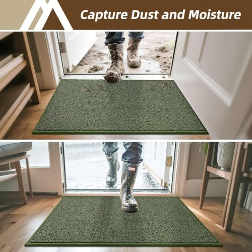 Dirt Trapper Door Mat 32"x48" Non Slip Washable Green