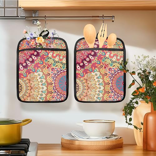 Colorful Abstract Mandala Floral Pot Holders for Kitchen