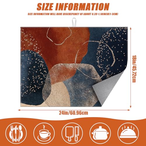 Abstract Stones Art Dish Drying Mat for Kitchen Counter Microfiber Absorbent Dish Kitchen Drying Mat Draining Reusable Washable for Dishes