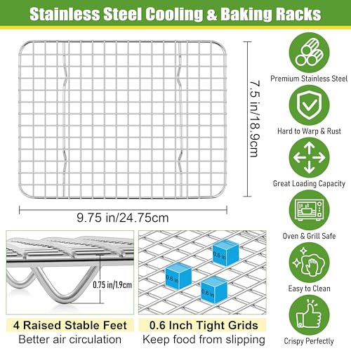 9.75"x7.5" Stainless Steel Cooling Rack Set Fit 10x8 Inch Sheet Pan