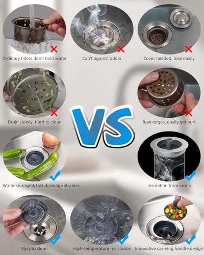 3 in 1 Kitchen Sink Drain Strainer and Stopper Combo