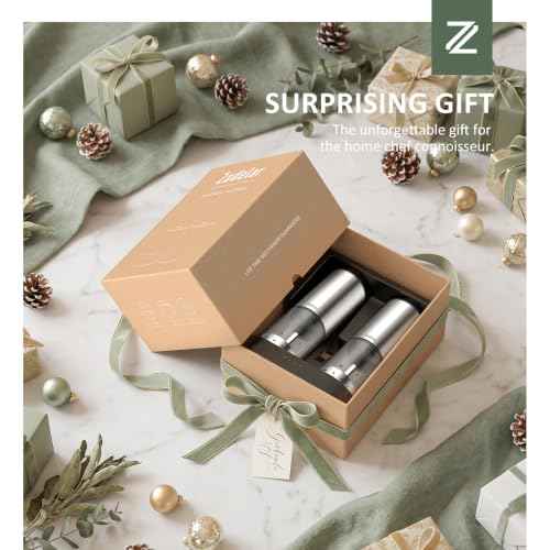 Rechargeable Electric Salt and Pepper Grinder Set with Charging Base