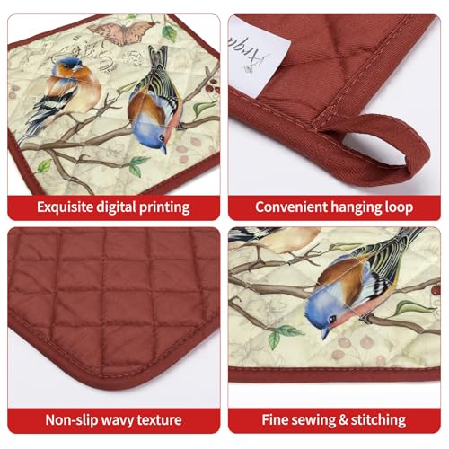 Vintage Bird Oven Mitts and Pot Holders Set