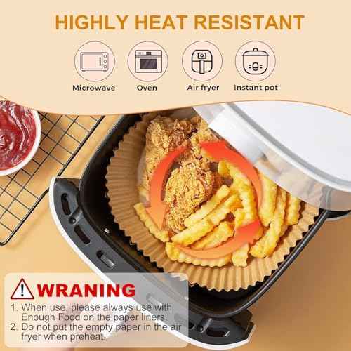 400 Pcs 6.5" Square Air Fryer Liners Disposable for 3 (400 Count)