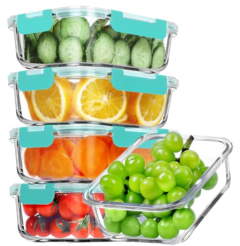 5 PACK 36 OZ Glass Meal Prep Containers Set with Lids (5 Count)