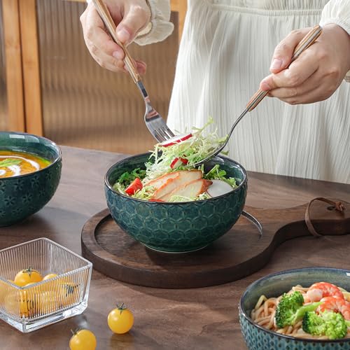 Cereal Bowls 30 Ounce Ceramic Green Soup Bowl for Kitchen (120 Fl Oz)