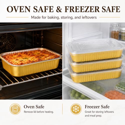40 Pack 8.7"×6" Aluminum Pans with Lids Heavy Duty (40 Count)