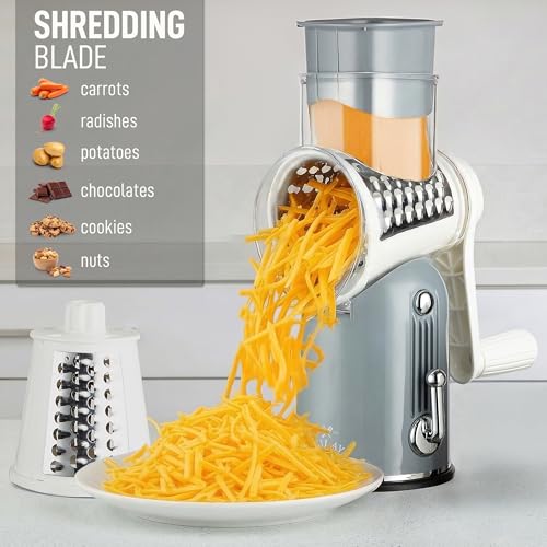 Rotary Cheese Grater Manual Hand Crank 5 Blade Shredder