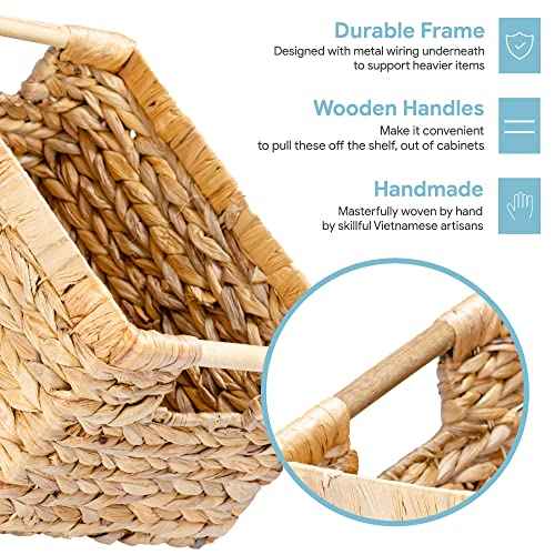 Natural Water Hyacinth storage basket with Handle (3 Count)