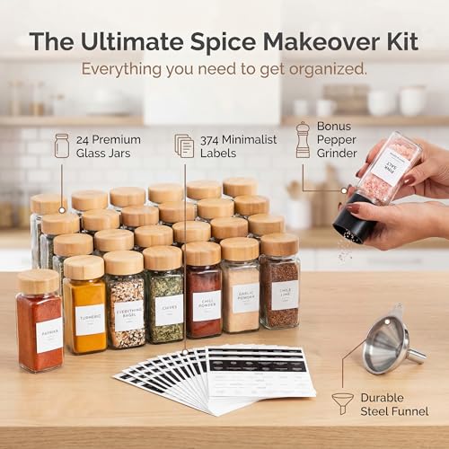 Glass Spice Jars with Label (24 Count)