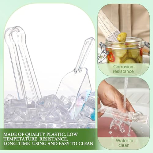 6 Pcs Plastic Serving Tongs Mini Kitchen Tongs Utility and Plastic Kitchen Scoops Clear Ice Scoop Mini Clear Buffet Scoop for Candy Dessert Buffet Ice Snack Coffee Tea (6 Count)
