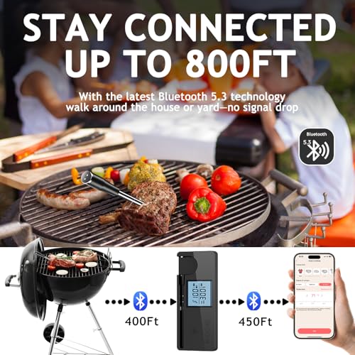 Meat Thermometer Digital Wireless with 800ft Range