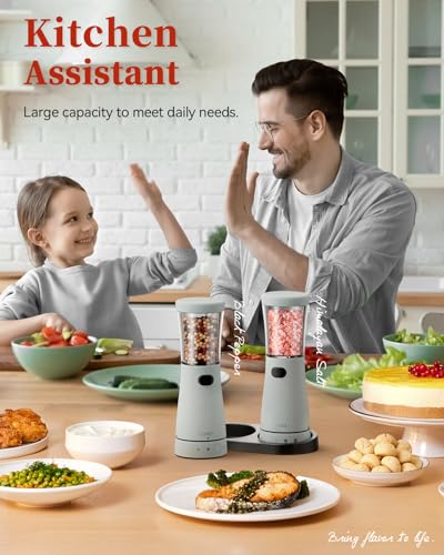 Electric Salt and Pepper Grinder Set with Storage Base (2 Count)