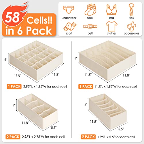 6 Pack Sock Underwear Drawer Organizer Dividers (6 Count)