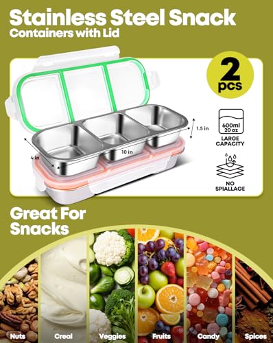 2 Pack Stainless Steel Snack Containers (2 Count)