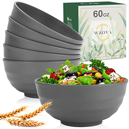 Wheat Straw Bowls Set 60 OZ Unbreakable Large Cereal Bowls Set of 6 Microwave and Dishwasher Safe Bowls Big Bowls for Apartment and Dorm BPA Free Soup Bowl for Serving Oatmeal and Salad