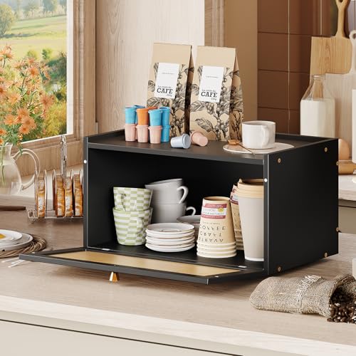 Rattan Bamboo Bread Box for Kitchen Counter Large Capacity Bread Storage Bin Farmhouse Bread Storage Container Rustic Bread Holder