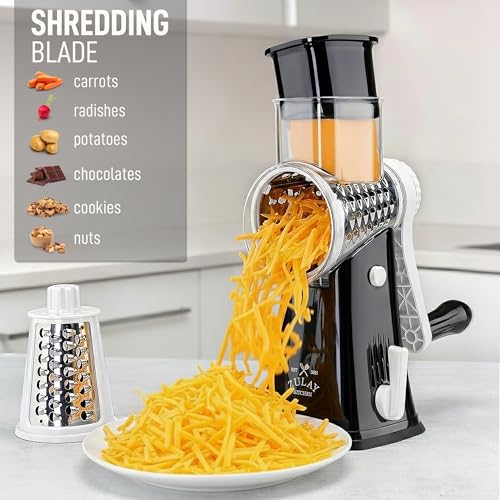 Rotary Cheese Grater Manual Hand Crank 5 Blade Shredder