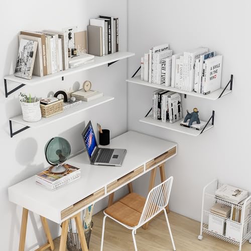 36W x 12D Deep Floating Shelves Set of 2 White