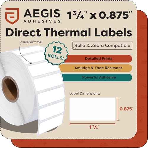 1.75" X 0.875" Direct Thermal Labels (12 Count)
