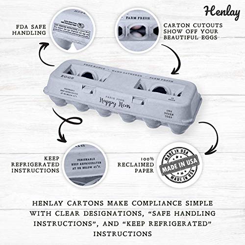 Egg Cartons Adorable Printed Design for Farm Fresh Eggs (250 Count)