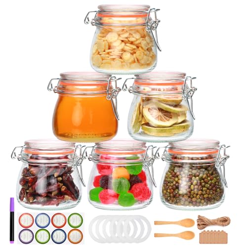 5oz 6pack Small Glass Jars with Airtight Lid (5 Ounce)