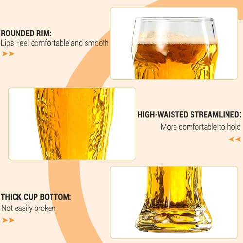 MICHELY Beer Glasses Set of 4 (4 Count)