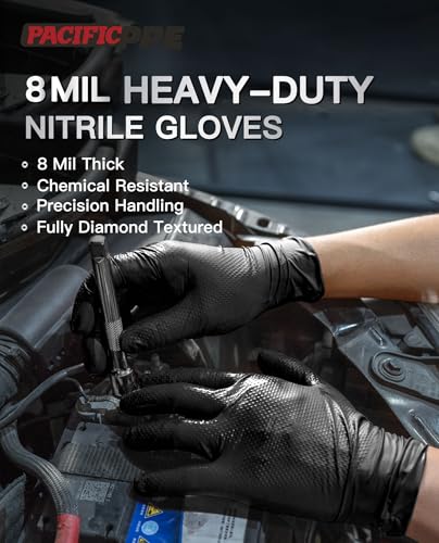 8 Mil Heavy Duty Disposable Nitrile Gloves (100 Count)