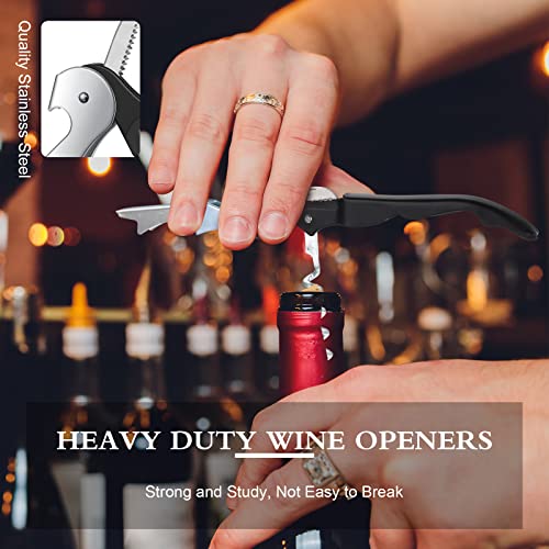 Waiter Corkscrew Wine Openers Heavy Duty Hinges Wine Key Bottle Opener All in One Double Hinged Waiter's Corkscrew with Foil Cutter Wine Tools for Bartenders Servers Sommelier (100 Count)