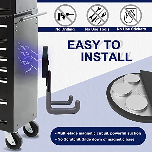 4 Pack Heavy Duty Magnetic Hooks 2.6" Garage Storage Tools Gray