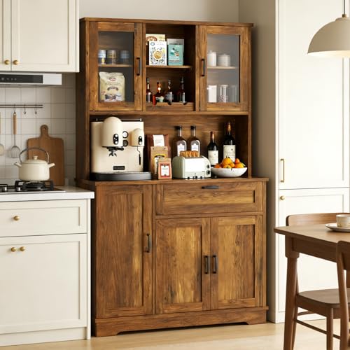 Farmhouse Tall Pantry Cabinet with Acrylic Doors