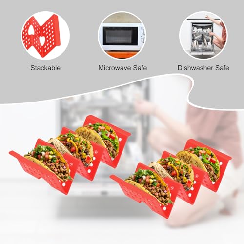 8 Pcs Taco Holder Stand Plastic Plates Hold Up to 3 Tacos