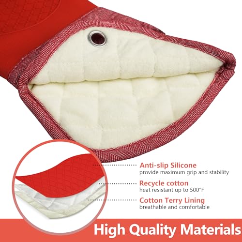 Professional Microwave Silicone Oven Mitts one Pair (3 Count)