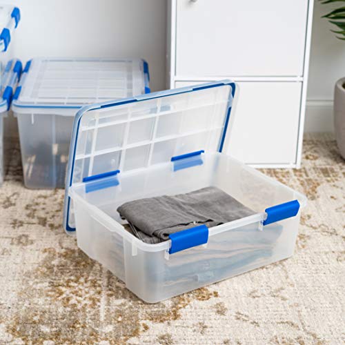 4-Pack 26.5/44 Combo Qt Storage Bins with Gasket Lids, Clear/Blue (4 Count)