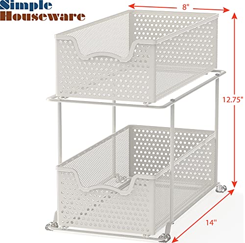 2 Tier Sliding Cabinet Basket Organizer Drawer