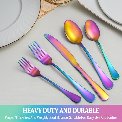 20 Pcs Rainbow Silverware Set Service for 4 (20 Count)