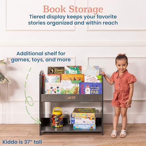 3 Shelf Floor Book Display with Handles and Storage