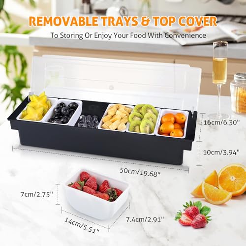 Ice Chilled Condiment Caddy with 6 Removable Trays and Lids (45.8562 Ounce)