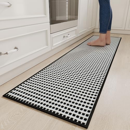 Long Kitchen Runner Rugs Kitchen Mat Non Slip Washable Black 17"x71"