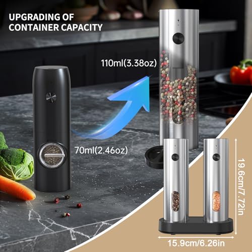 Electric Salt and Pepper Grinder Set with Charging Base (2 Count)