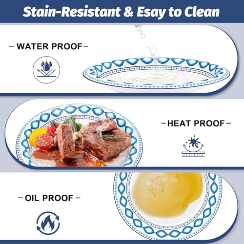 140 Pack 10 Inch Disposable Heavy Duty Blue Printed Paper Plates (140 Count)