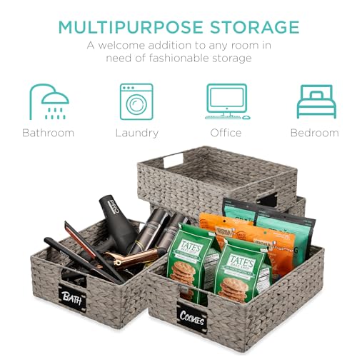 Set of 4 16x12in Large Water Hyacinth Pantry Baskets (4 Count)