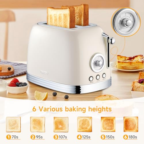 Cream Retro 2‑Slice Bread Toaster