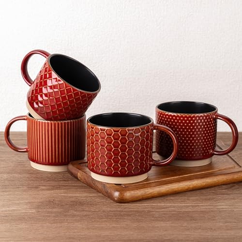 15 OZ Stackable Coffee Mugs Set of 4 (4 Count)
