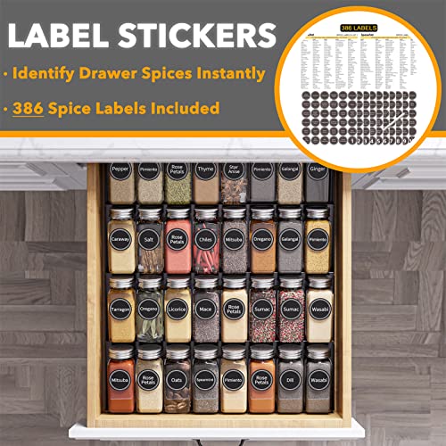 Spice Drawer Organizer with 32 Spice Jars