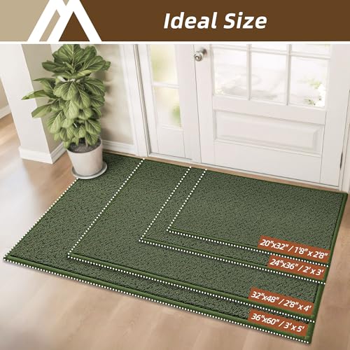 Dirt Trapper Door Mat 32"x48" Non Slip Washable Green