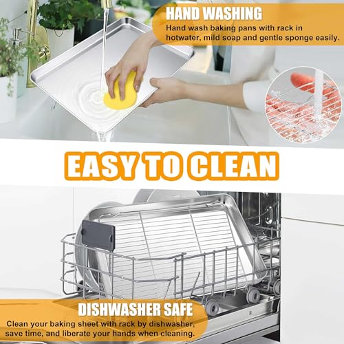 18x13 Inch Stainless Steel Baking Half Sheet with Wire Cooling Rack (2 Count)