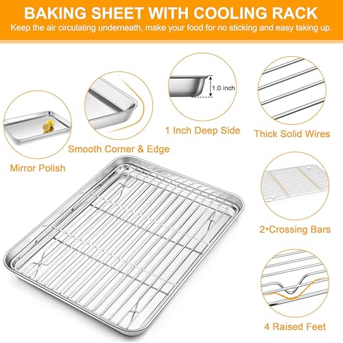 16x12 Inches Stainless Steel Baking Sheet with Wire Cooling Rack
