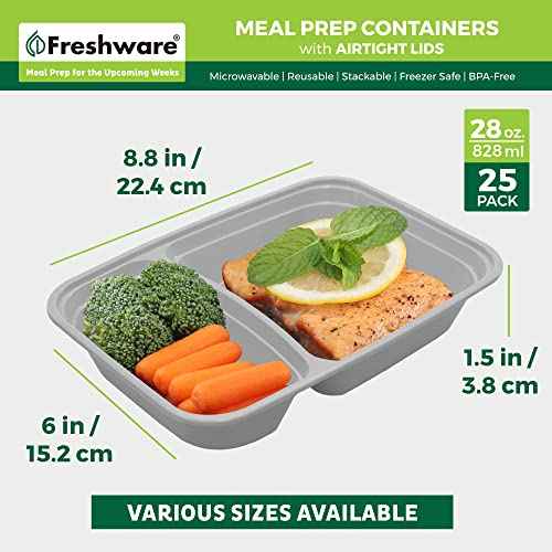 Meal Prep Containers with Lids 28 oz [25 Pack] 2 (25 Count)